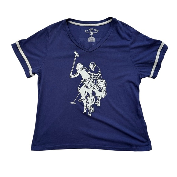 U.S. Polo Assn. Tops - U.S. Polo Assn. Blue Polo Graphic Tee Size 2X